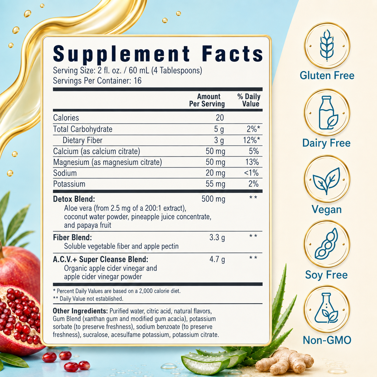 Consult Health ACV+ Super Cleanse apple cider vinegar liquid supplement by Dr. Terry Dubrow and Heather Dubrow with botanicals and fruit extracts for daily wellness.