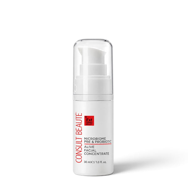 Consult Beaute Microbiome Pre-Probiotic ALIVE Facial Concentrate with prebiotic and probiotic skincare to hydrate, support the moisture barrier and promote balanced, radiant-looking skin.