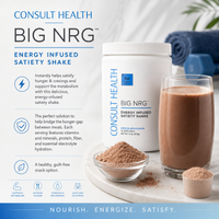 BIG NRG Satiety Shake nutritional meal replacement shake formulated to support fullness, appetite control, and sustained energy.