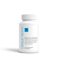 Consult Health Beaute Caps Pro by Dr. Terry Dubrow and Heather Dubrow, a premium beauty supplement designed to support healthy hair, skin and nails.
