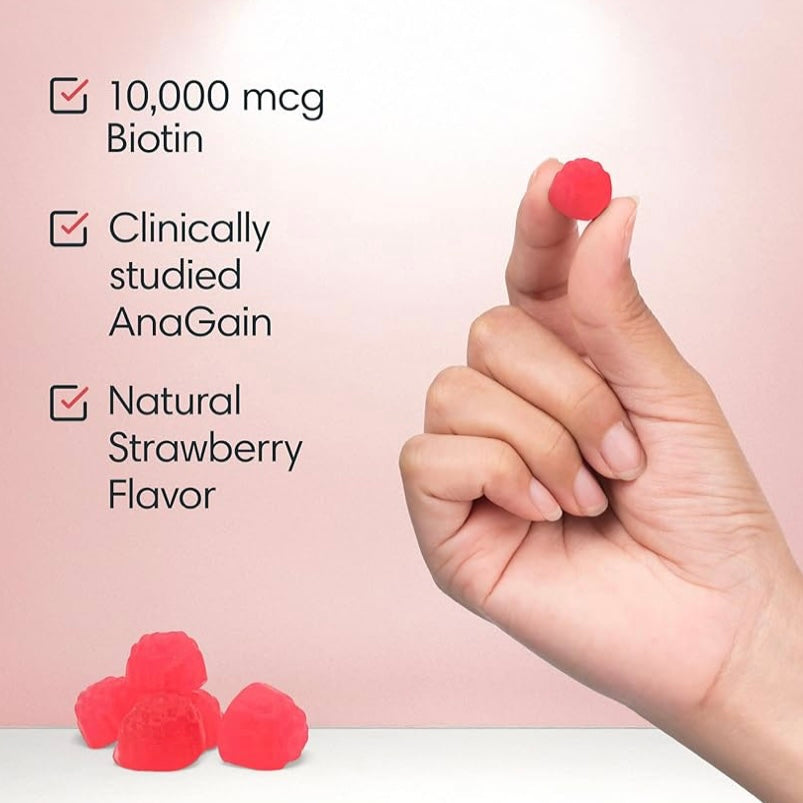 Consult Health Biotin Gain supplement for daily beauty support, helping promote healthy-looking hair, skin and nails with convenient biotin nutrition.