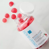 Consult Health Biotin Gain supplement for daily beauty support, helping promote healthy-looking hair, skin and nails with convenient biotin nutrition.
