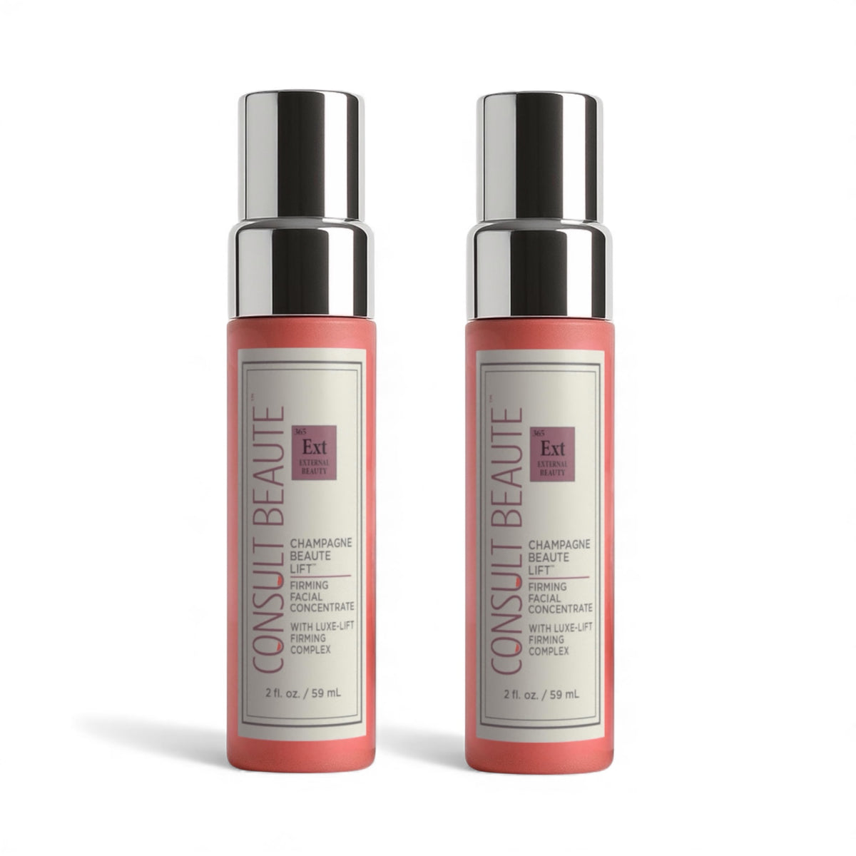 Two bottles of Consult Beaute Champagne Beaute Lift Firming Facial Concentrate with Luxe-Lift Firming Complex.