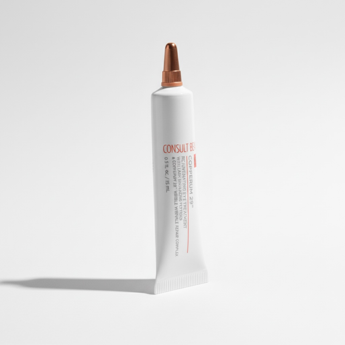 Copperum 29 eye treatment tube on a white background.  Copper.  Lash Enhancing Peptides.  Consult Beaute by Dr Terry Dubrow and Heather Dubrow.