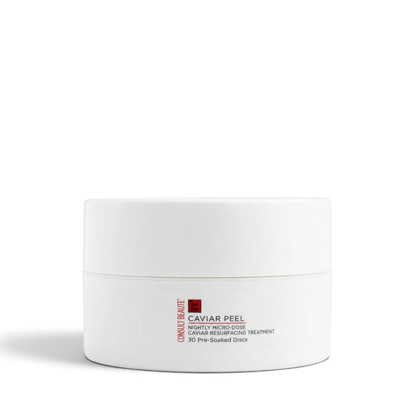 Consult Beaute Caviar Peel Nightly Micro-Dose Resurfacing Treatment with Lime Pearl Caviar, Wintergreen Extract and Phytic Acid to gently exfoliate, smooth texture and brighten skin.