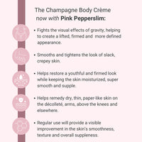 Firming Body Crème by Dr Terry Dubrow and Heather Dubrow.  Original.  Rose.  Vanilla.  Santal.  Unscented.  Singles and Duos.  Buy More Save More.  Lifting Firming Body Cream.  Pink Pepperslim.  Before and After.  Visible Results.  Sculpt and Contour the body with new elasticity and hydration.  Erase Crepiness.  Slimming Effect.  