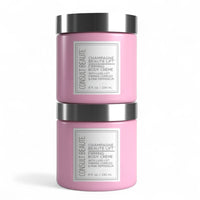Two pink jars of Consult Beaute Firming Body Creme on a white background