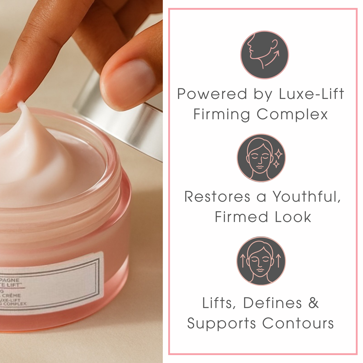Consult Beaute Champagne Lift Firming Facial Crème for firming, lifting, hydrating, and youthful-looking skin.