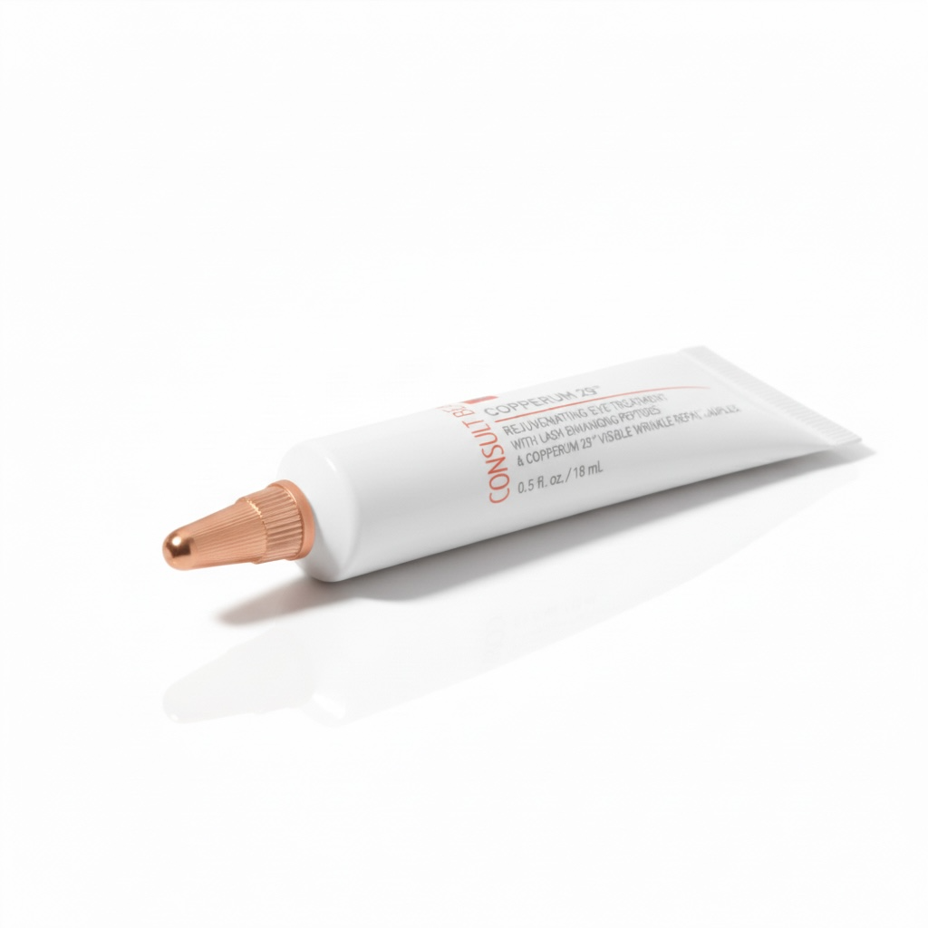 Copperum 29 eye treatment tube on a white background.  Copper.  Lash Enhancing Peptides.  Consult Beaute by Dr Terry Dubrow and Heather Dubrow.