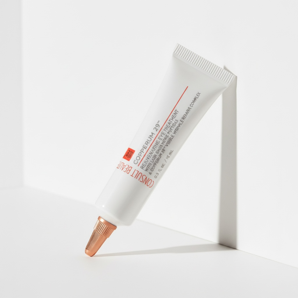 Copperum 29 eye treatment tube on a white background.  Copper.  Lash Enhancing Peptides.  Consult Beaute by Dr Terry Dubrow and Heather Dubrow.