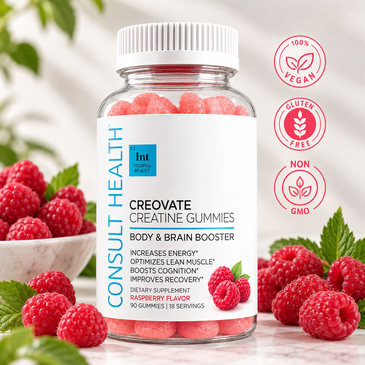 Consult Health Creovate™ Creatine Gummies for convenient daily creatine support, muscle performance, strength, energy and active lifestyle wellness.