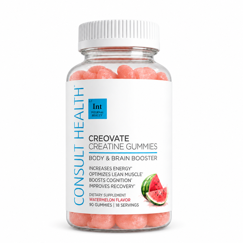 Consult Health Creovate™ Creatine Gummies for convenient daily creatine support, muscle performance, strength, energy and active lifestyle wellness.