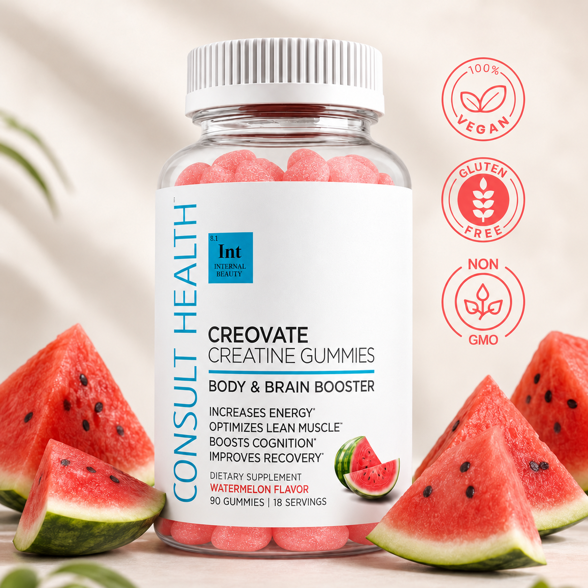 Consult Health Creovate™ Creatine Gummies for convenient daily creatine support, muscle performance, strength, energy and active lifestyle wellness.