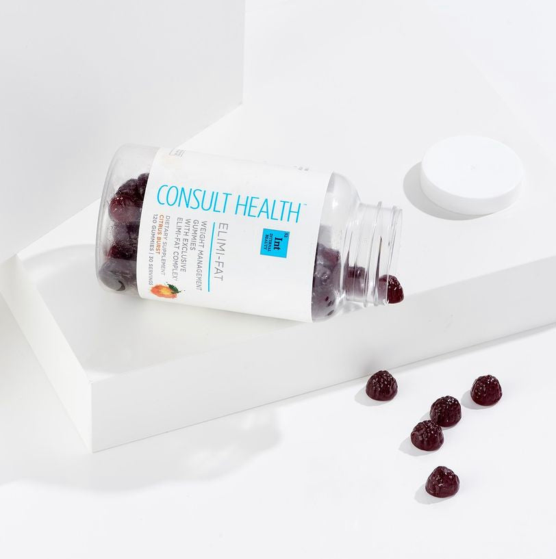Consult Health Elimi-Fat Gummies for convenient daily healthy weight management support, metabolism and wellness as part of a balanced lifestyle.