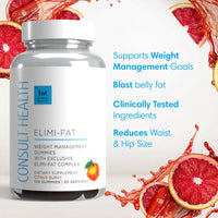 Consult Health Elimi-Fat Gummies for convenient daily healthy weight management support, metabolism and wellness as part of a balanced lifestyle.
