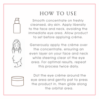 Instructions on how to use the Champagne Trio product with icons and text.  Consult Beaute by Dr Terry Dubrow and Heather Dubrow