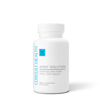 Consult Health's Joint Solution joint support supplement bottle designed to promote healthy joints, cartilage, flexibility, mobility, and everyday comfort.