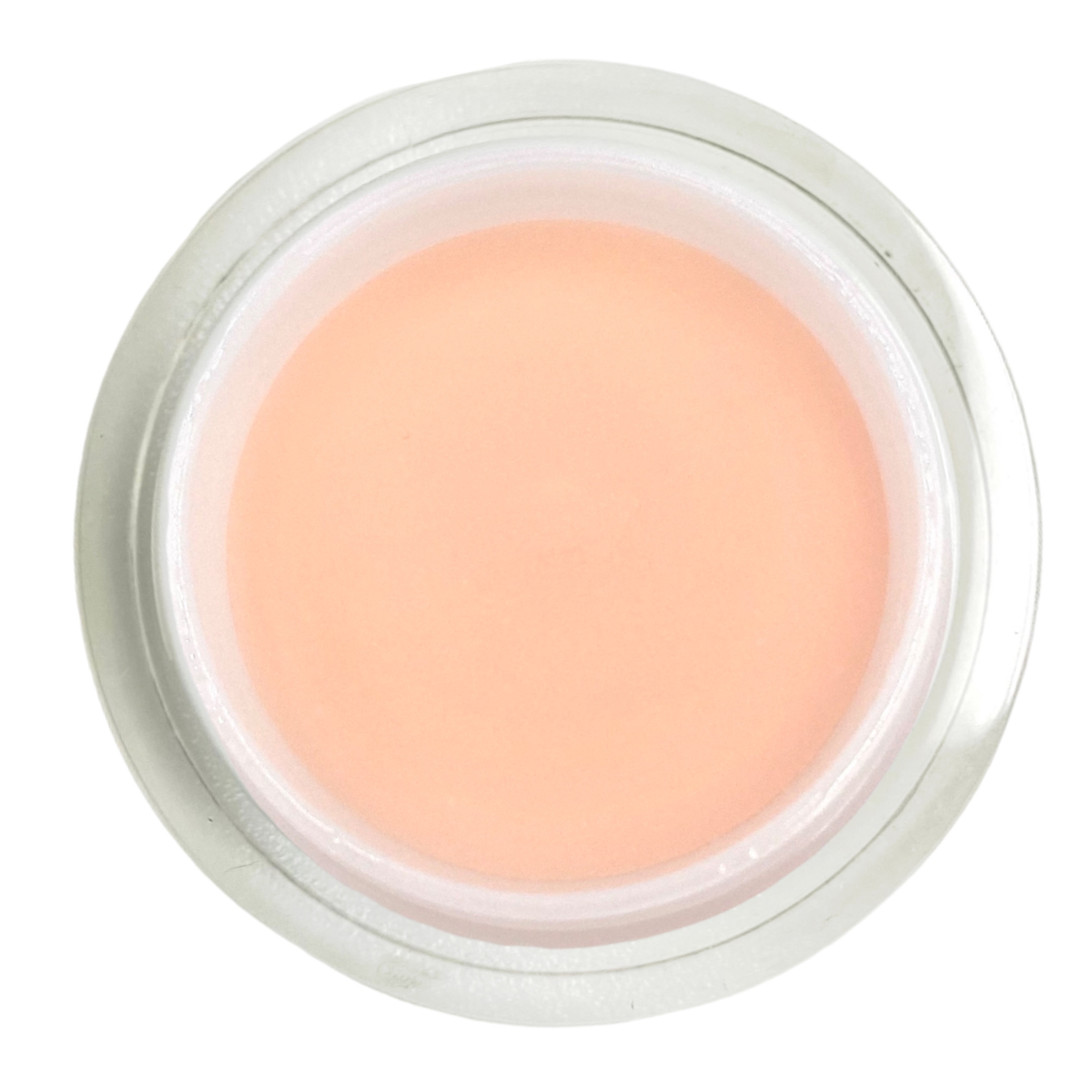 Jar of light pink cream on a white background