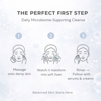 Consult Beaute Microbiome Pre-Probiotic Kombucha Microbubble Facial Wash with kombucha microbubbles and prebiotic probiotic skincare to gently cleanse, balance and support the skin’s moisture barrier.