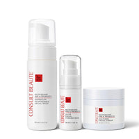 Consult Beaute Microbiome Facial Wash, Facial Concentrate and Facial Cream 3-piece skincare routine to gently cleanse, calm, hydrate and support balanced, radiant-looking skin.
