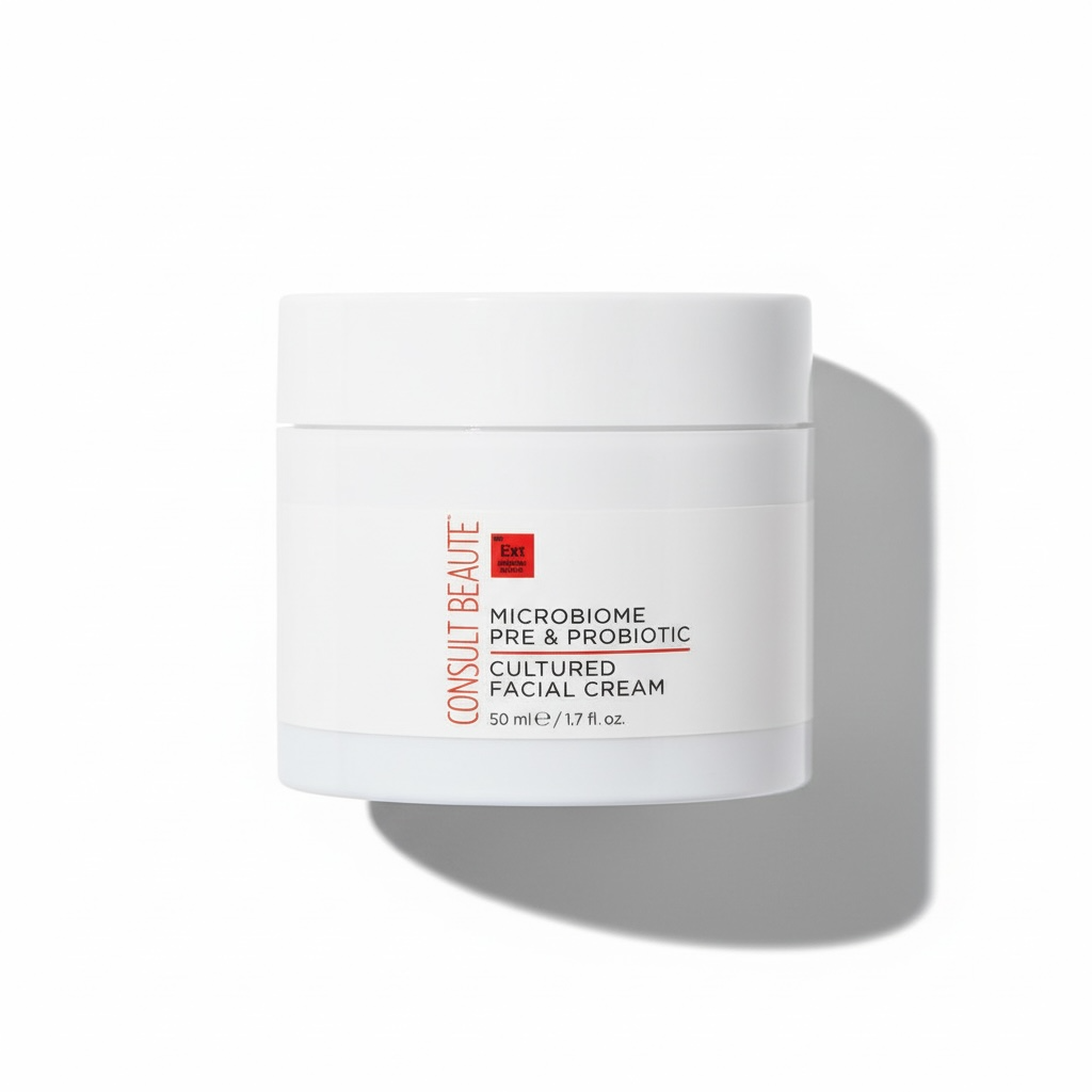 Consult Beaute Microbiome Pre-Probiotic Cultured Facial Cream with prebiotic and probiotic skincare to hydrate, support the moisture barrier and promote balanced, smooth, radiant-looking skin.
