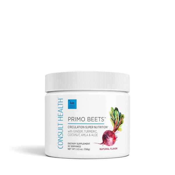 Consult Health Primo Beets Circulation Supplement with beet nutrition and antioxidants to support healthy circulation, blood flow, energy, immune function and everyday wellness.
