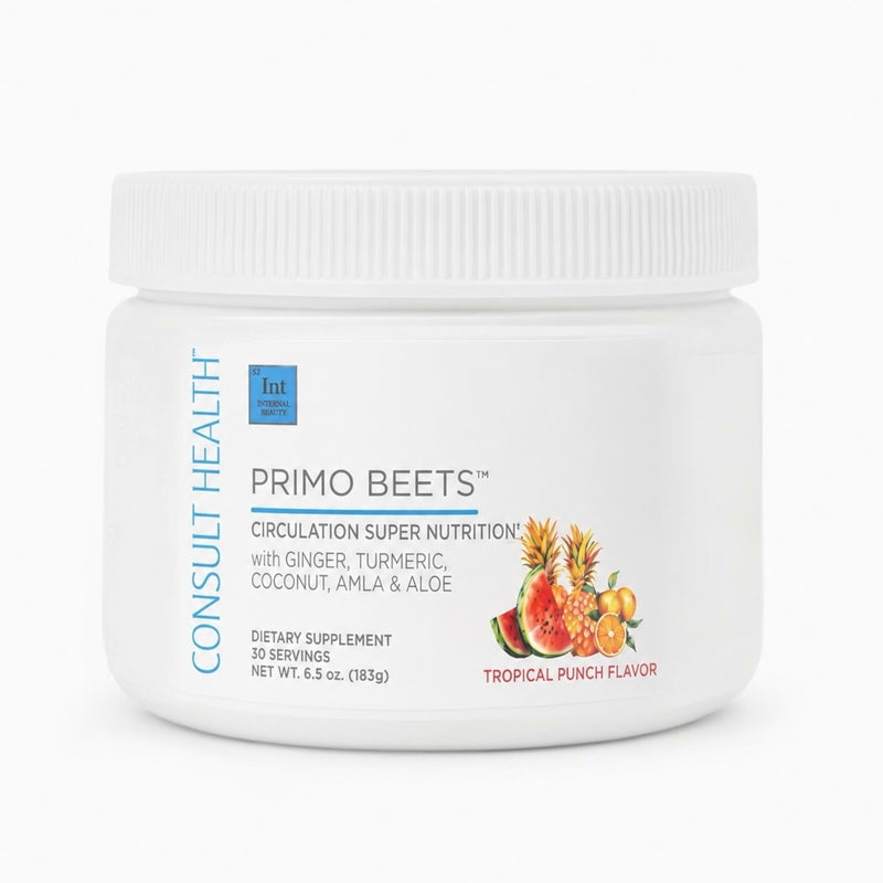 Consult Health Primo Beets, a convenient beet-based supplement designed to support healthy circulation, blood flow, immune function and overall vitality.