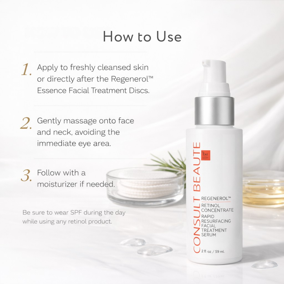 Consult Beaute Regenerol Retinol Concentrate Repid Resurfacing Facial Treatment Serum.  Consult Beaute by Dr Terry Dubrow and Heather Dubrow. 