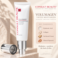 Give your complexion the look of hydration, smoothness, and buildable coverage with Consult Beaute's Volumagen™ Tinted Moisturizer.