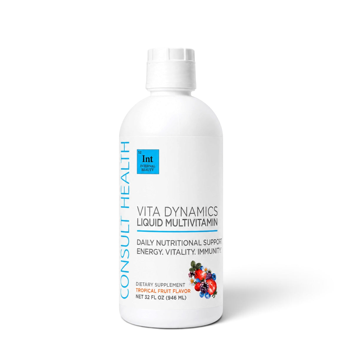 Vita Dynamics Liquid Multivitamin by Consult Health with Dr. Terry Dubrow and Heather Dubrow, a convenient liquid formula with essential vitamins and nutrients to support daily wellness and overall health.
