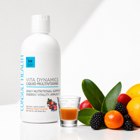 Vita Dynamics Liquid Multivitamin by Consult Health with Dr. Terry Dubrow and Heather Dubrow, a convenient liquid formula with essential vitamins and nutrients to support daily wellness and overall health.
