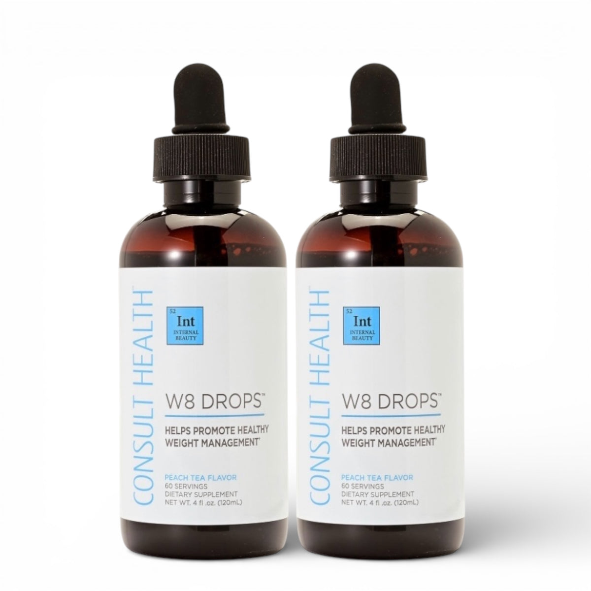 Bottle of Consult Health WB Drops on a white background.  Helps promote healthy weight management