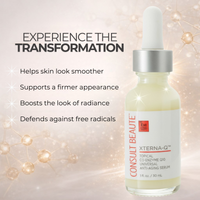 Consult Beaute XTERNA-Q™ Serum with topical CoQ10 and CoQ10 peptides to help visibly firm, smooth and revitalize aging skin while supporting a more youthful-looking complexion.