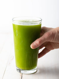 Glass of Dubrow Keto/Fusion Primo Celery Organic Celery Powder